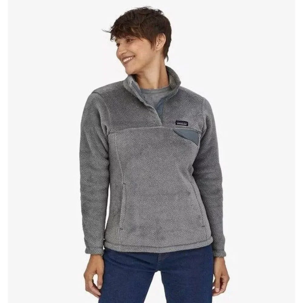 PATAGONIA‎ Womens Bluish Gray Re-Tool Snap-T Polartec Pullover Fleece Jacket XS